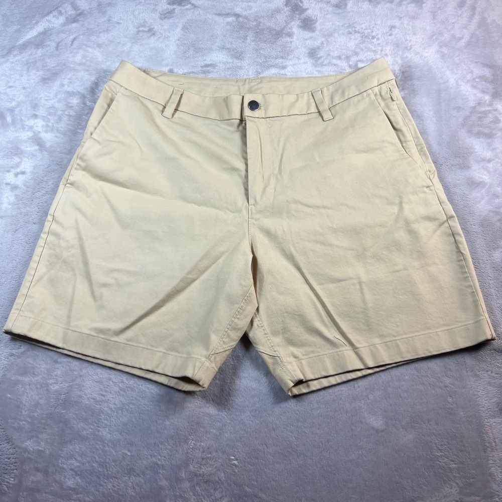 Lululemon Men's 34 Commission Shorts Khaki Tan Chino Stretch 9" Inseam